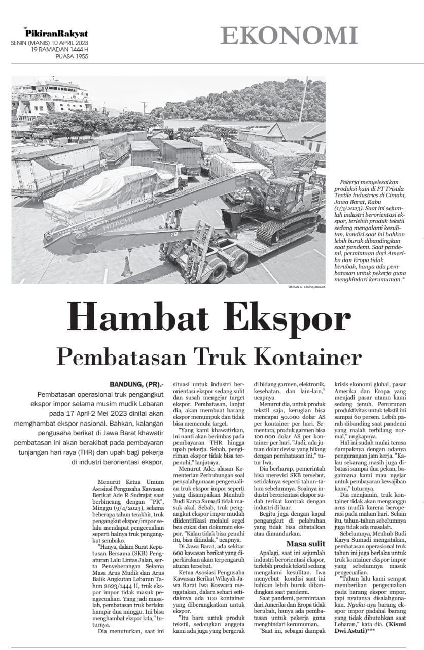 Read more about the article Pembatasan Truk Selama Mudik Ancam Ekspor